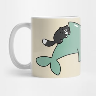 Dolphin and Black Tuxedo Cat Mug